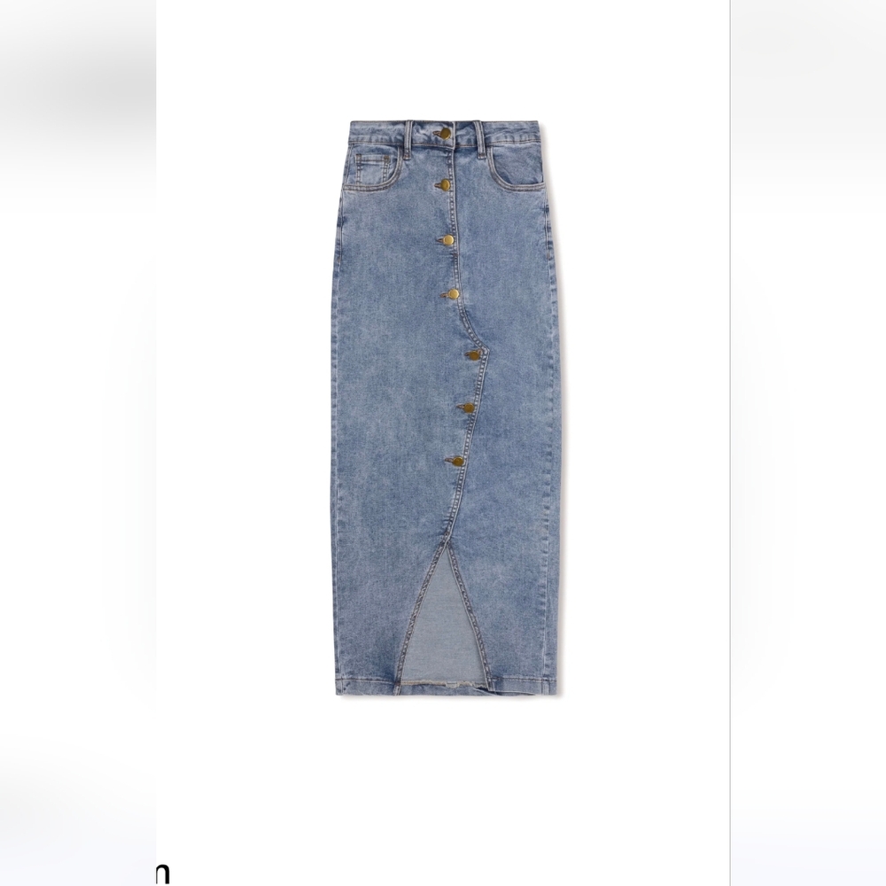 Classic Blue Denim Maxi Skirt